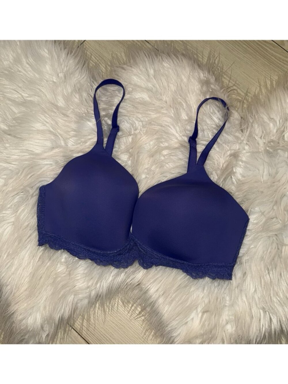 Gap Body Favorite Wireless Bra Lace Trim Lightly Lined Womens 36C Purple